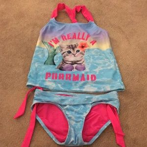 Justice kitty bathing suit size 8